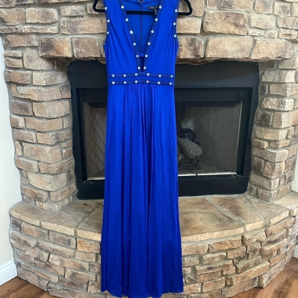 NWT BCBGMaxAzira Royal Blue stunner of a dress with shiny rhinestones. Small